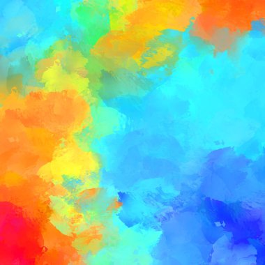 Canlı fırça darbeleriyle boyanmış. Renkli desenli resim. Fırçalanmış duvar kağıdını boya.