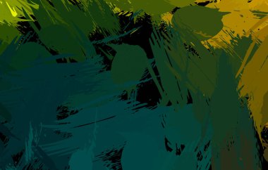 Vahşi fırça darbeleriyle yaratıcı soyut resim. Artistik fırça darbeleriyle donatılmış. Renkli ve canlı bir tasvir. Boyalı sanat.