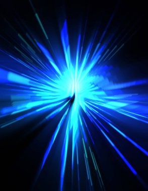 Fütürist mercek patlaması. Parlayan parçacıkları ve çizgileri olan ışık patlaması yıldızı. Güzel soyut ışın arkaplanı.