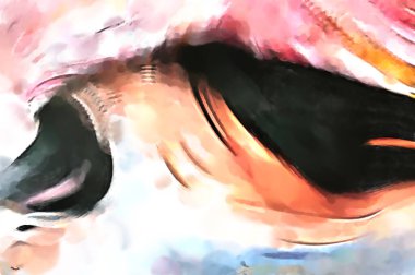 Soyut arkaplanda pürüzlü fırça darbeleri. Fırça boyası. Renkli boya darbeleri. Eşsiz duvar sanatı. Tuvaldeki modern sanat. Renkli çağdaş sanat eserleri. 