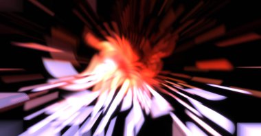 Işık parçacık izleri. Parlayan parçacıkları ve çizgileri olan ışık patlaması yıldızı. Güzel hareketli soyut ışın arkaplanı.