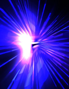 Fütürist mercek patlaması. Parlayan parçacıkları ve çizgileri olan ışık patlaması yıldızı. Güzel soyut ışın arkaplanı.