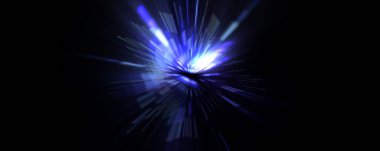 Fütürist mercek patlaması. Parlayan parçacıkları ve çizgileri olan ışık patlaması yıldızı. Güzel soyut ışın arkaplanı.