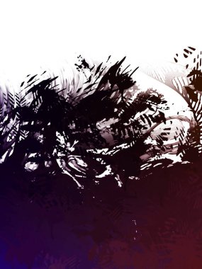 Taranmış Boyalı Soyut Arkaplan. Vahşi kaotik fırça darbeleri. Boya darbeleri. 2D İllüstrasyon. Fırça darbeli resim. 