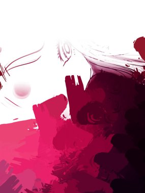 Taranmış Boyalı Soyut Arkaplan. Vahşi kaotik fırça darbeleri. Boya darbeleri. 2D İllüstrasyon. Fırça darbeli resim. 