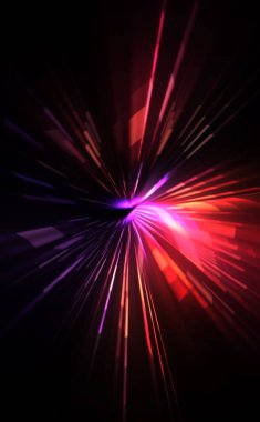 Fütürist mercek patlaması. Parlayan parçacıkları ve çizgileri olan ışık patlaması yıldızı. Güzel soyut ışın arkaplanı.
