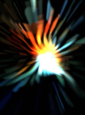 Işık parçacık izleri. Parlayan parçacıkları ve çizgileri olan ışık patlaması yıldızı. Güzel hareketli soyut ışın arkaplanı.