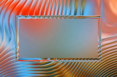 Soyut çerçeveli arkaplan. Renkli, canlı, dalgalı bir duvar kağıdı. Merkezi çerçeveli yaratıcı grafik 2d çizim. Dinamik şekilli modaya uygun sıvı örtüsü.