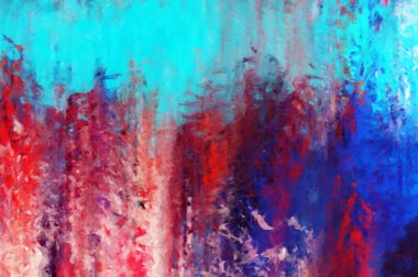 Modern sanat. Renkli çağdaş sanat eserleri. Renkli boya darbeleri. Soyut arkaplanda fırça darbeleri. Fırça boyası. Eşsiz duvar sanatı.