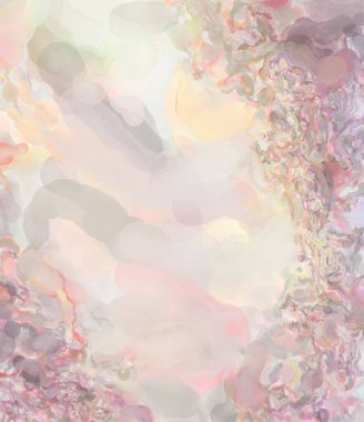 2D çizim. Sanatsal arkaplan resmi. Tablo üzerinde soyut resim. Çağdaş sanat. El yapımı resim. Renkli doku. Modern sanat eserleri. Yüzeyde suluboya fırça darbeleriyle boyama.