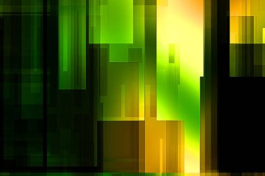 Renkli ve canlı geometrik şekiller katmanları var. Bir teknoloji planının dijital illüstrasyonu. Gelecekçi tasarım şablonu.