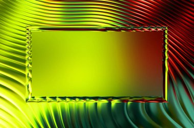 Soyut çerçeveli arkaplan. Renkli, canlı, dalgalı bir duvar kağıdı. Merkezi çerçeveli yaratıcı grafik 2d çizim. Dinamik şekilli modaya uygun sıvı örtüsü.