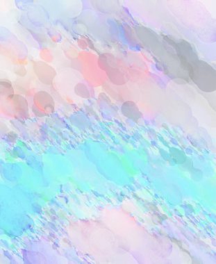 Pastel renklerde suluboya resim. Poster, duvar sanatı, afiş, kart, kitap kapağı ya da ambalaj için rahatlatıcı kompozisyonun yumuşak renkli çizimi. Modern fırça darbeleri resim.