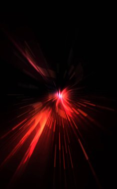 Fütürist mercek patlaması. Parlayan parçacıkları ve çizgileri olan ışık patlaması yıldızı. Güzel soyut ışın arkaplanı.