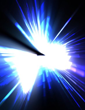 Fütürist mercek patlaması. Parlayan parçacıkları ve çizgileri olan ışık patlaması yıldızı. Güzel soyut ışın arkaplanı.