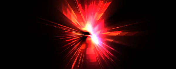 Futuristic lens flare. Light explosion star with glowing particles and lines. Beautiful abstract rays background.