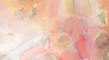 Pastel renklerde suluboya resim. Poster, duvar sanatı, afiş, kart, kitap kapağı ya da ambalaj için rahatlatıcı kompozisyonun yumuşak renkli çizimi. Modern fırça darbeleri resim.