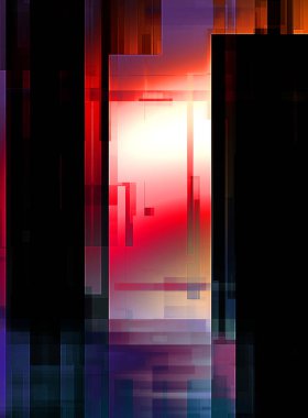 Renkli ve canlı geometrik şekiller katmanları var. Bir teknoloji planının dijital illüstrasyonu. Gelecekçi tasarım şablonu.