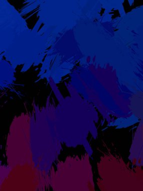 Vahşi fırça darbeleriyle yaratıcı soyut resim. Artistik fırça darbeleriyle donatılmış. Renkli ve canlı bir tasvir. Boyalı sanat.