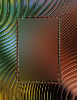 Soyut çerçeveli arkaplan. Renkli, canlı, dalgalı bir duvar kağıdı. Merkezi çerçeveli yaratıcı grafik 2d çizim. Dinamik şekilli modaya uygun sıvı örtüsü.