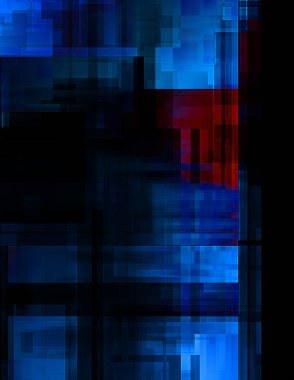 Renkli ve canlı geometrik şekiller katmanları var. Bir teknoloji planının dijital illüstrasyonu. Gelecekçi tasarım şablonu.