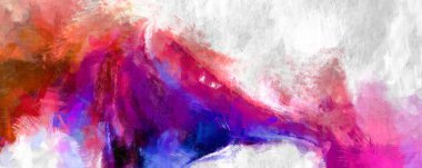 Soyut arkaplanda pürüzlü fırça darbeleri. Fırça boyası. Renkli boya darbeleri. Eşsiz duvar sanatı. Tuvaldeki modern sanat. Renkli çağdaş sanat eserleri. 