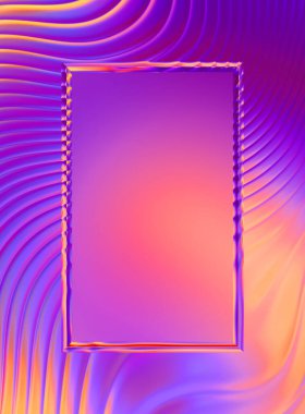 Soyut çerçeveli arkaplan. Renkli, canlı, dalgalı bir duvar kağıdı. Merkezi çerçeveli yaratıcı grafik 2d çizim. Dinamik şekilli modaya uygun sıvı örtüsü.