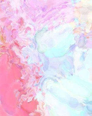 Pastel renklerde suluboya resim. Poster, duvar sanatı, afiş, kart, kitap kapağı ya da ambalaj için rahatlatıcı kompozisyonun yumuşak renkli çizimi. Modern fırça darbeleri resim.