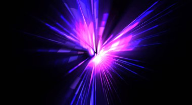 Fütürist mercek patlaması. Parlayan parçacıkları ve çizgileri olan ışık patlaması yıldızı. Güzel soyut ışın arkaplanı.