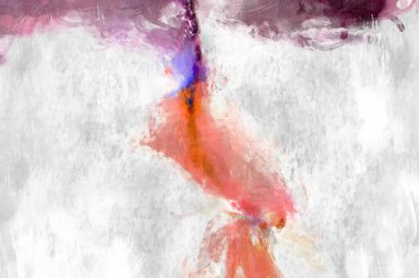 Soyut arkaplanda pürüzlü fırça darbeleri. Fırça boyası. Renkli boya darbeleri. Eşsiz duvar sanatı. Tuvaldeki modern sanat. Renkli çağdaş sanat eserleri. 