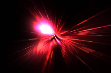 Fütürist mercek patlaması. Parlayan parçacıkları ve çizgileri olan ışık patlaması yıldızı. Güzel soyut ışın arkaplanı.