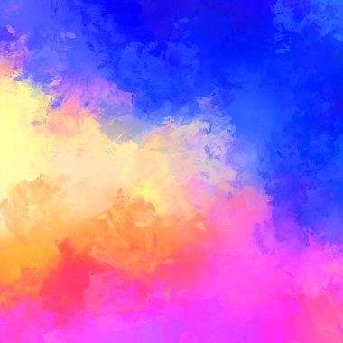 Duvar sanatı Eşsiz ve yaratıcı illüstrasyon. Fırça darbesi ile boyanmış. Renkli fırça darbelerinin soyut arkaplanı. Fırçalanmış canlı duvar kâğıdı. Boyalı sanatsal yaratım.