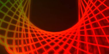 Işık dalgalarının neon renkli soyut tasarımı. Dijital arka plan ve neon ışığı parlama efekti. Parlak ışınlar duvar kağıdı.