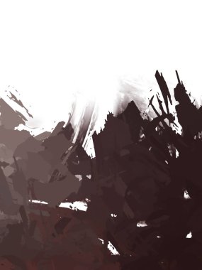 Taranmış Boyalı Soyut Arkaplan. Vahşi kaotik fırça darbeleri. Boya darbeleri. 2D İllüstrasyon. Fırça darbeli resim. 