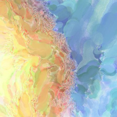 El yapımı sürreal soyut desenli suluboya. Modern sanatsal resim. 2D çizim. Arkaplan boyası karışımı. Yaratıcı duvar sanatı. Çağdaş sanat.