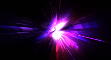 Fütürist mercek patlaması. Parlayan parçacıkları ve çizgileri olan ışık patlaması yıldızı. Güzel soyut ışın arkaplanı.