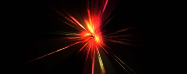 Fütürist mercek patlaması. Parlayan parçacıkları ve çizgileri olan ışık patlaması yıldızı. Güzel soyut ışın arkaplanı.