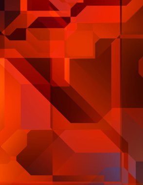 Renkli ve canlı geometrik şekiller katmanları var. Bir teknoloji planının dijital illüstrasyonu. Gelecekçi tasarım şablonu.