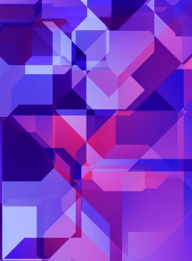 Renkli ve canlı geometrik şekiller katmanları var. Bir teknoloji planının dijital illüstrasyonu. Gelecekçi tasarım şablonu.