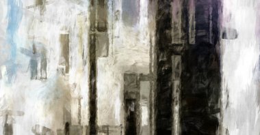 Soyut arkaplanda pürüzlü fırça darbeleri. Fırça boyası. Renkli boya darbeleri. Eşsiz duvar sanatı. Tuvaldeki modern sanat. Renkli çağdaş sanat eserleri. 