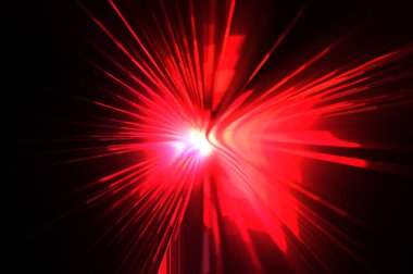 Fütürist mercek patlaması. Parlayan parçacıkları ve çizgileri olan ışık patlaması yıldızı. Güzel soyut ışın arkaplanı.