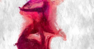 Soyut arkaplanda pürüzlü fırça darbeleri. Fırça boyası. Renkli boya darbeleri. Eşsiz duvar sanatı. Tuvaldeki modern sanat. Renkli çağdaş sanat eserleri. 