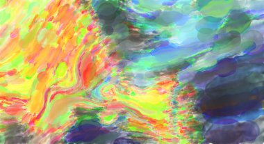 Çağdaş sanat. El yapımı resim. Modern sanat eserleri. Yüzeyde suluboya fırça darbeleriyle resim yapmak. 2D çizim. Sanatsal arkaplan resmi. Tablo üzerinde soyut resim. Renkli doku.