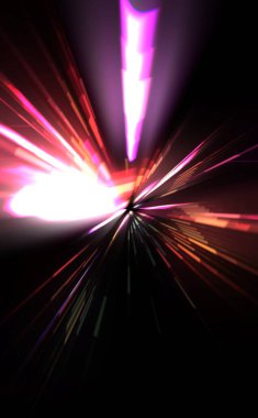 Fütürist mercek patlaması. Parlayan parçacıkları ve çizgileri olan ışık patlaması yıldızı. Güzel soyut ışın arkaplanı.