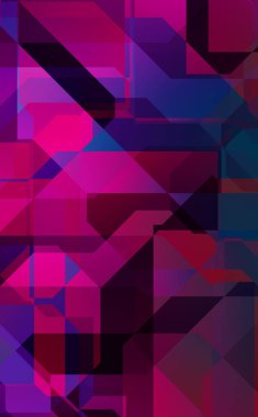 Renkli ve canlı geometrik şekiller katmanları var. Bir teknoloji planının dijital illüstrasyonu. Gelecekçi tasarım şablonu.