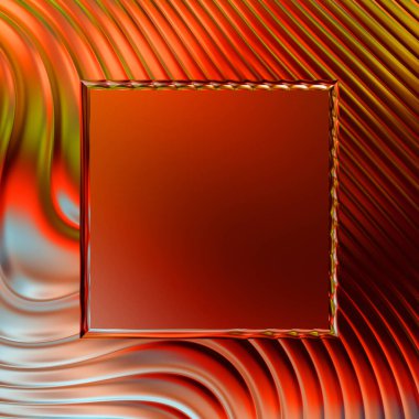 Soyut çerçeveli arkaplan. Renkli, canlı, dalgalı bir duvar kağıdı. Merkezi çerçeveli yaratıcı grafik 2d çizim. Dinamik şekilli modaya uygun sıvı örtüsü.