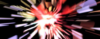 Işık parçacık izleri. Parlayan parçacıkları ve çizgileri olan ışık patlaması yıldızı. Güzel hareketli soyut ışın arkaplanı.