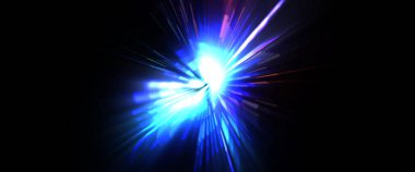 Fütürist mercek patlaması. Parlayan parçacıkları ve çizgileri olan ışık patlaması yıldızı. Güzel soyut ışın arkaplanı.