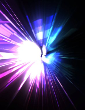 Fütürist mercek patlaması. Parlayan parçacıkları ve çizgileri olan ışık patlaması yıldızı. Güzel soyut ışın arkaplanı.