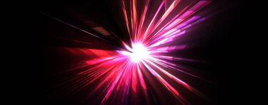 Fütürist mercek patlaması. Parlayan parçacıkları ve çizgileri olan ışık patlaması yıldızı. Güzel soyut ışın arkaplanı.